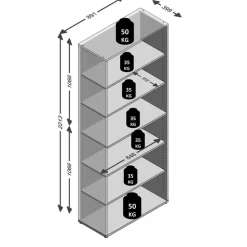 Discount FMD Aktenregal Calvia, breit 6OH Alteiche