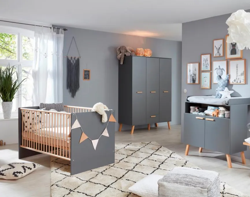 Outlet trendteam Babyzimmer-Set Mats 3tlg. Grau