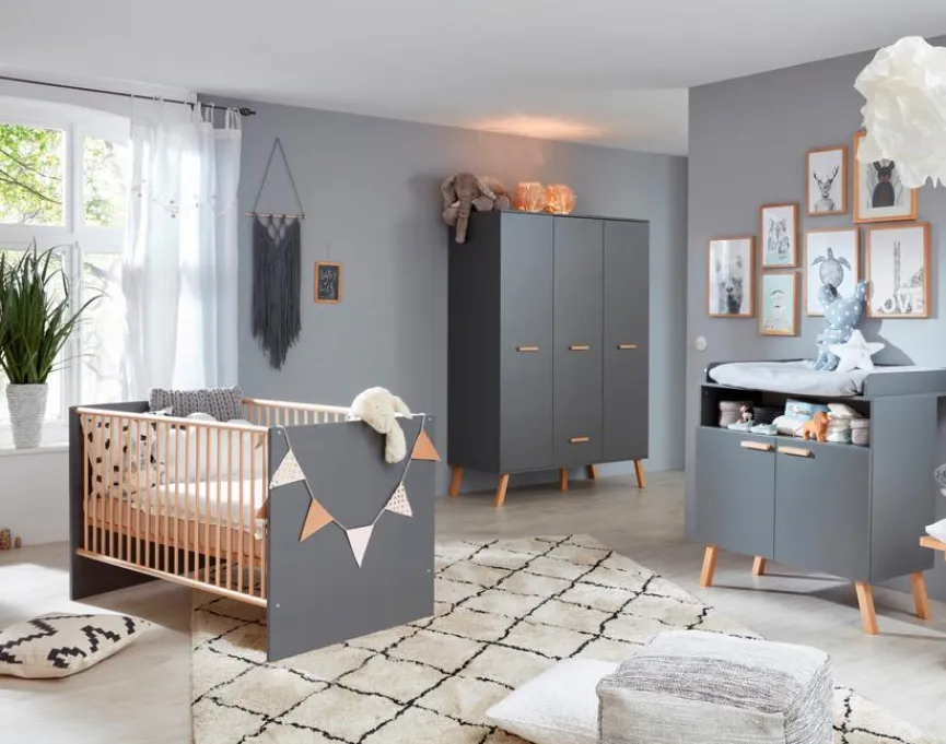 Outlet trendteam Babyzimmer-Set Mats 3tlg. Grau