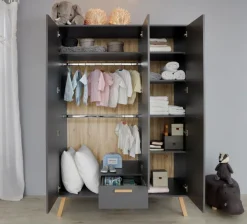 Outlet trendteam Babyzimmer-Set Mats 3tlg. Grau