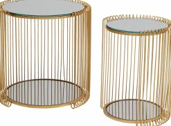 KARE DESIGN Beistelltisch Wire Double 87673 2er Set Messing