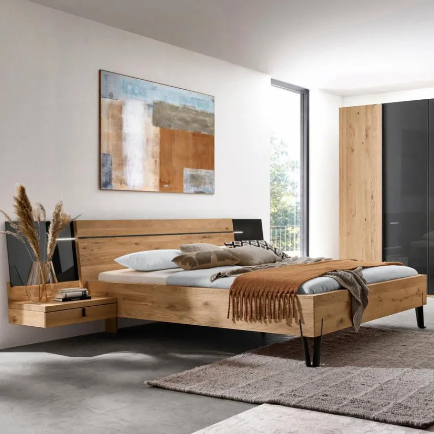 Clearance Thielemeyer Bett mit Nachttischen Cubo 180 x 200 cm Wildeiche
