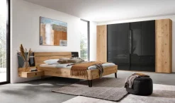 Clearance Thielemeyer Bett mit Nachttischen Cubo 180 x 200 cm Wildeiche