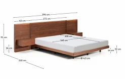 Kave Home Bett mit Nachttischen Norlen 160 x 200 cm