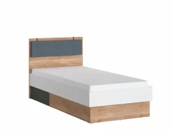 New Wójcik Bett mit Polsterkopfteil Twenty 90 x 200 cm Eiche / Weiß