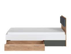 New Wójcik Bett mit Polsterkopfteil Twenty 90 x 200 cm Eiche / Weiß