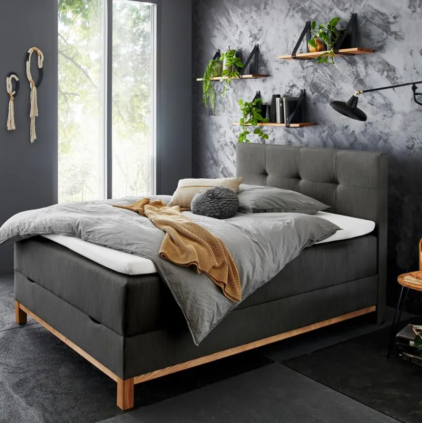 Best meise.möbel Boxspringbett Catania 140 x 200 cm Anthrazit