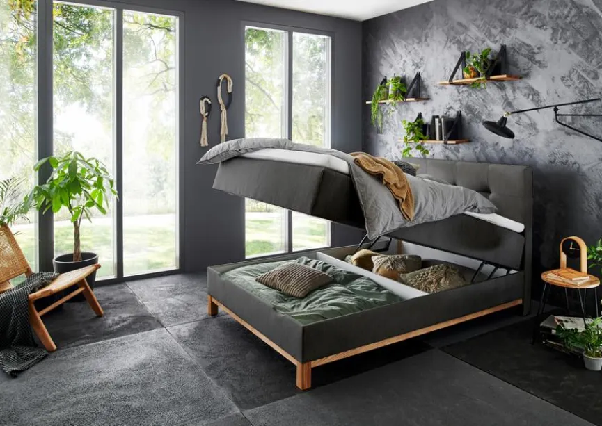 Best meise.möbel Boxspringbett Catania 140 x 200 cm Anthrazit