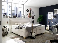 Outlet hapo Boxspringbett Helsinki 180 x 200 cm Cremeweiß