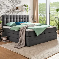 Discount Ergodream Boxspringbett Lund 180 x 200 cm Dunkelgrau