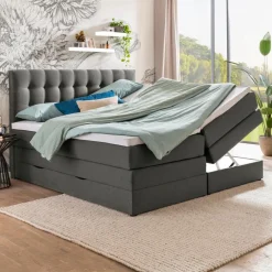Discount Ergodream Boxspringbett Lund 180 x 200 cm Dunkelgrau
