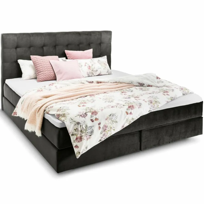 Online Ergodream Boxspringbett Lund 200 x 200 cm Grau