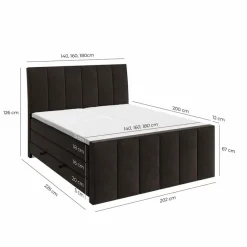 Clearance Boxspringbett Vertical 180 x 200 cm Schwarz