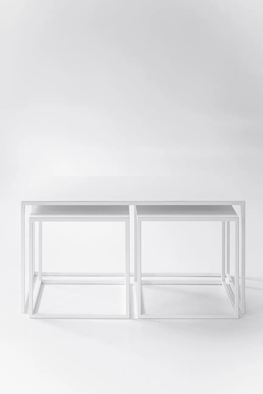 New Metallbude Couchtisch-Set Tre Semnia Weiß