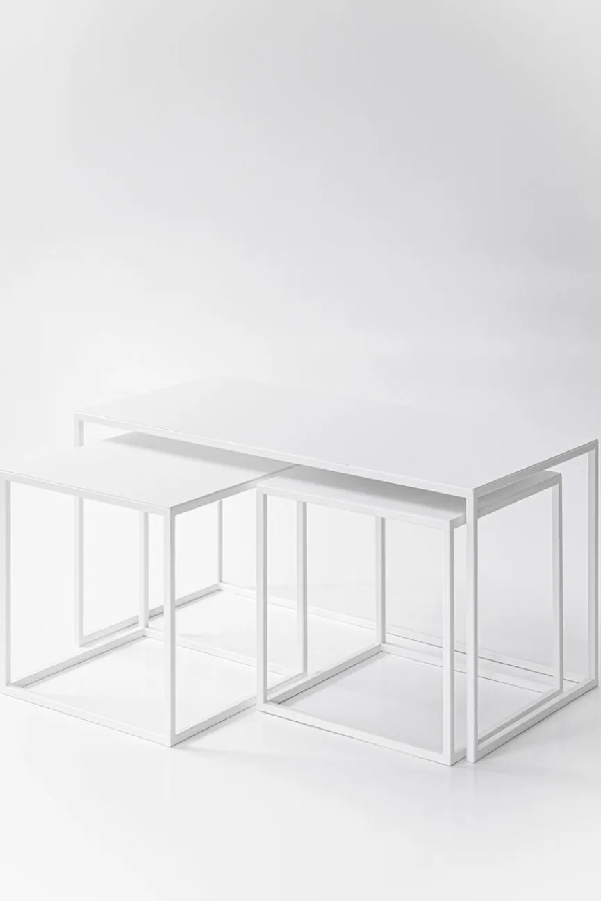 New Metallbude Couchtisch-Set Tre Semnia Weiß