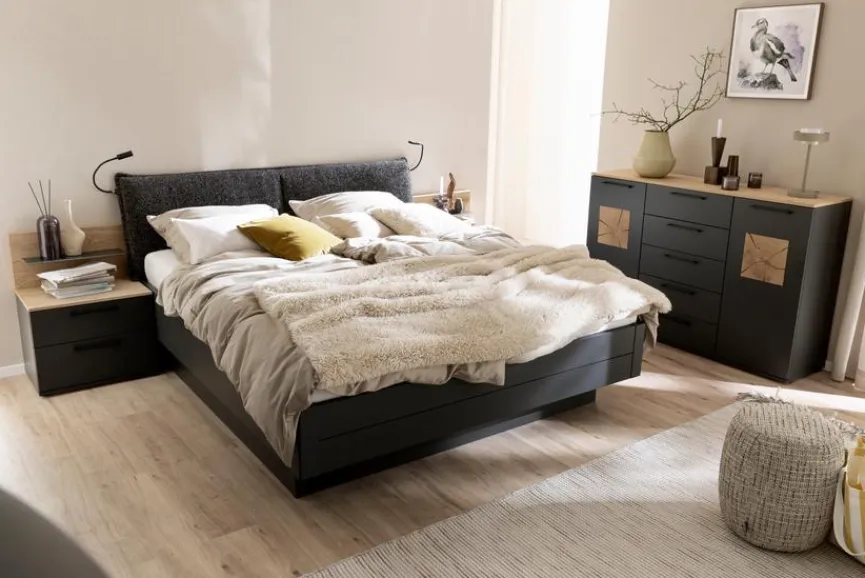 Hot SCHÖNER WOHNEN-Kollektion Doppelbett Multiline 180 x 200 cm Basalt