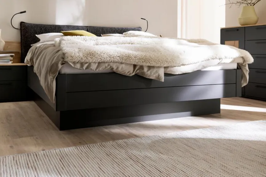 Hot SCHÖNER WOHNEN-Kollektion Doppelbett Multiline 180 x 200 cm Basalt