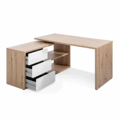 Discount Composad Eckschreibtisch Collegio Eiche / Weiß