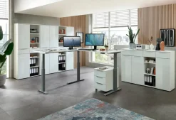 Discount Innostyle Eckschreibtisch elektrisch Santorin Weiß / Silber