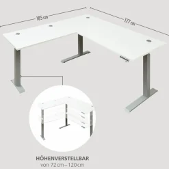 Discount Innostyle Eckschreibtisch elektrisch Santorin Weiß / Silber