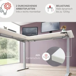 Discount Innostyle Eckschreibtisch elektrisch Santorin Weiß / Silber
