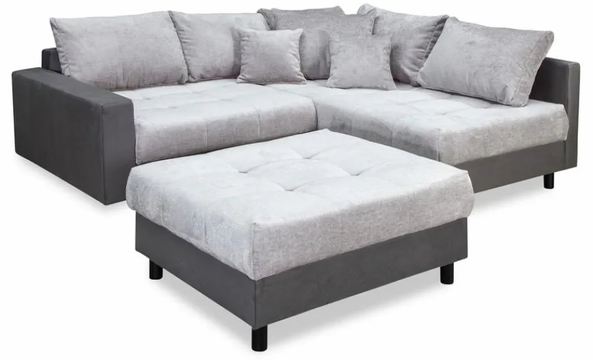 Sale BOOOM Ecksofa mit Hocker Antonia Silbergrau