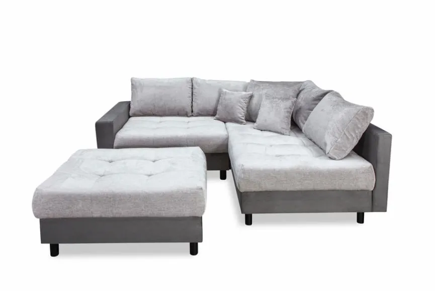 Sale BOOOM Ecksofa mit Hocker Antonia Silbergrau