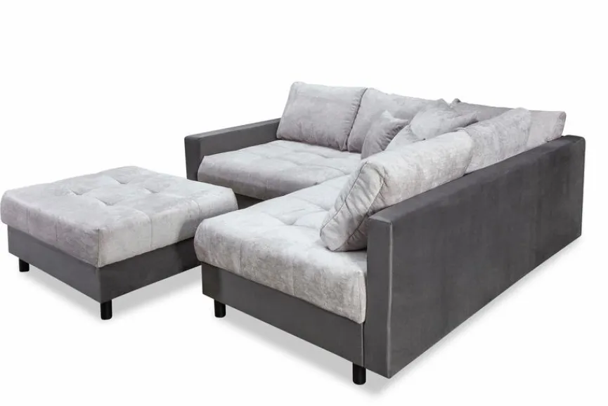 Sale BOOOM Ecksofa mit Hocker Antonia Silbergrau