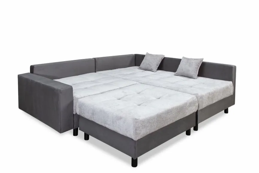 Sale BOOOM Ecksofa mit Hocker Antonia Silbergrau