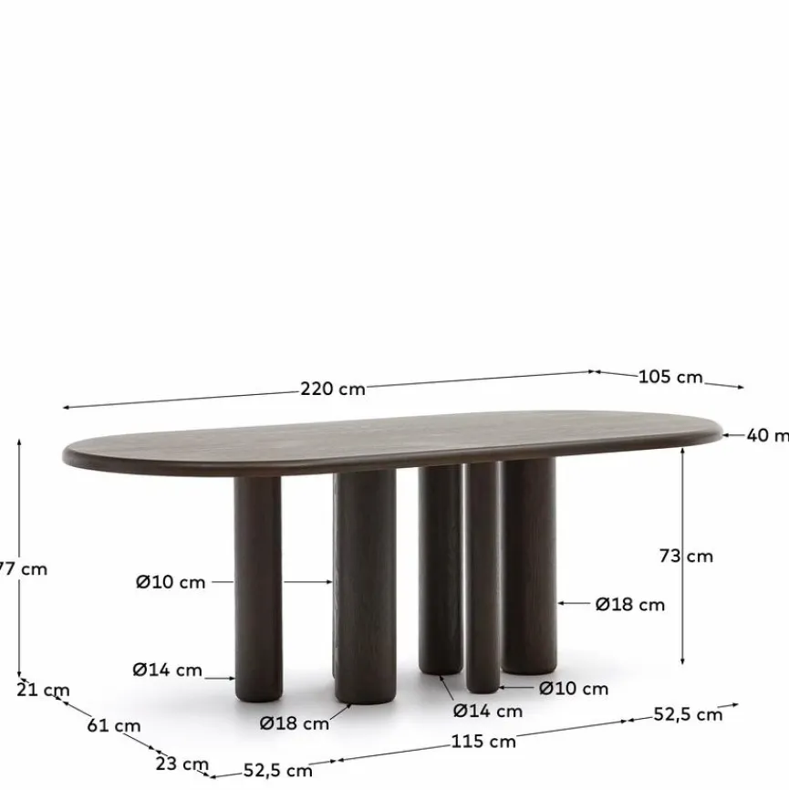 New Kave Home Esstisch Mailen 220 x 105 cm Schwarz