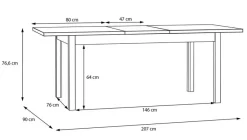 FORTE Esstisch Saitama 160/207 x 90 cm