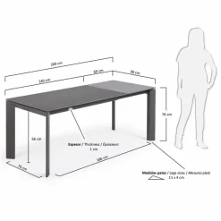 Outlet Kave Home Esstisch mit Auszug Atta 140/200 x 90 cm Grau