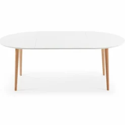 Best Kave Home Esstisch mit Auszug Oakland 120/200 x 90 cm Weiß / Matt