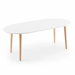 Best Kave Home Esstisch mit Auszug Oakland 120/200 x 90 cm Weiß / Matt