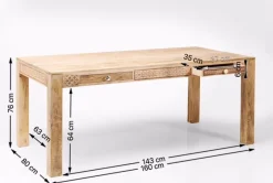 KARE DESIGN Esstisch mit Schüben Puro Plain 160 x 80 cm