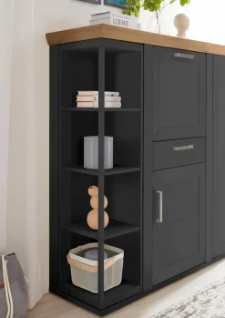 set one by Musterring Highboard York Graphit / Eiche
