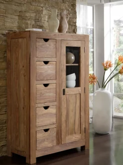 Clearance WOLFMÖBEL Highboard Yoga 6530 Sheesham