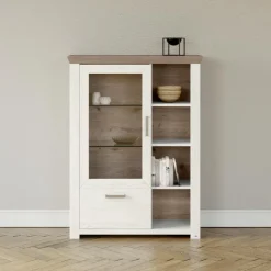Discount set one by Musterring Highboard York Pino-Aurelio / Eiche Nelson