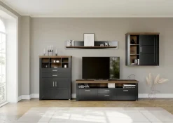 Online set one by Musterring Hängeelement York Graphit / Eiche