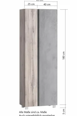 New Held-Möbel Hochschrank Monza Eiche / Beton