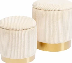 Clearance KARE DESIGN Hocker 2er Set Cherry Storage 86512 Beige