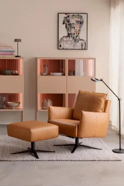 Sale SCHÖNER WOHNEN-Kollektion Hocker Lineo Cognac