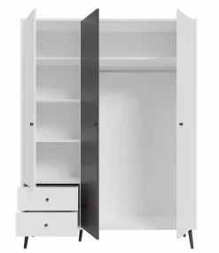 FORTE Kleiderschrank Harllson Weiß / Grau