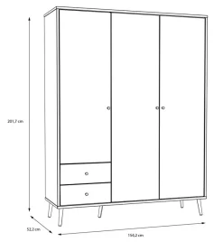 FORTE Kleiderschrank Harllson Weiß / Grau