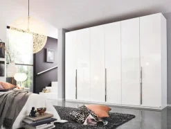 Hot rauch ORANGE Kleiderschrank Montclar 301 x 223 cm Weiß / Hochglanz