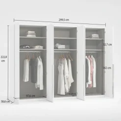 Discount Kleiderschrank Ambra 300 x 223 cm Weiß