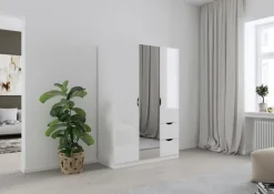 rauch BLUE Kleiderschrank Freiham 136 x 197 cm Weiß Hochglanz