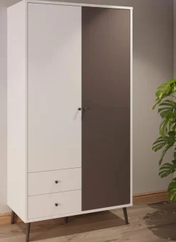 New FORTE Kleiderschrank Harllson Weiß / Grau