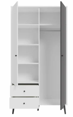 New FORTE Kleiderschrank Harllson Weiß / Grau