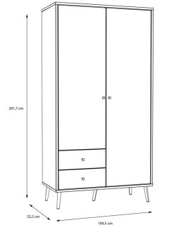 Hot FORTE Kleiderschrank Harllson Weiß / Eiche